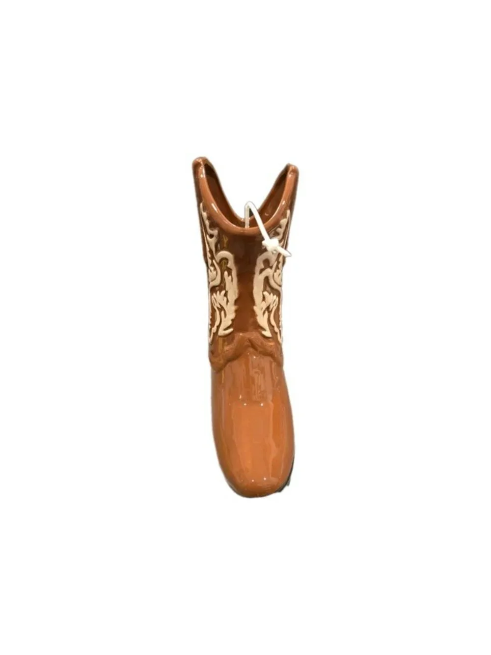 New Ceramic Desert Wood Cowboy Boot Brown Country Novelty Candle Room Decor